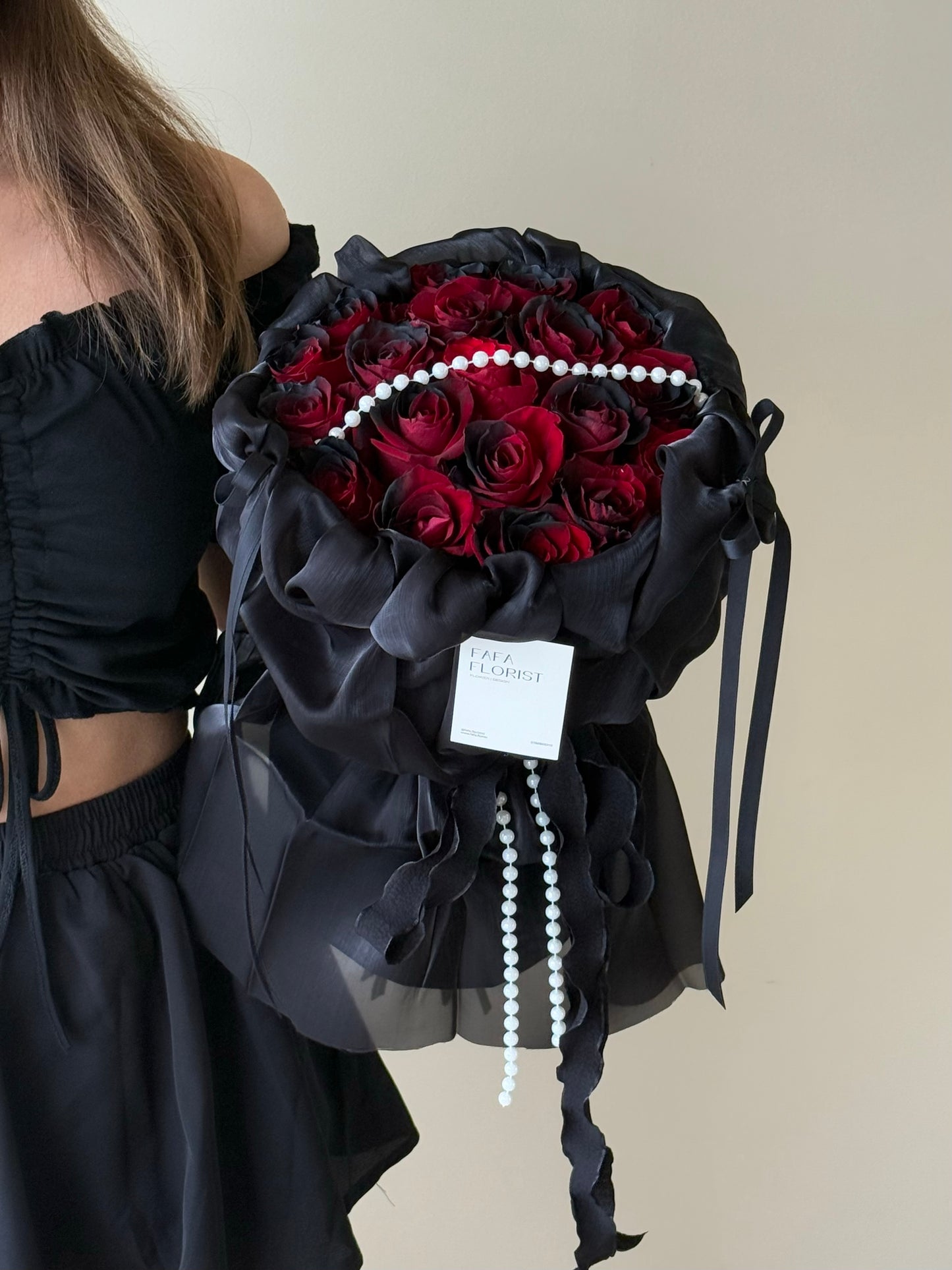 Silk Black Red Rose