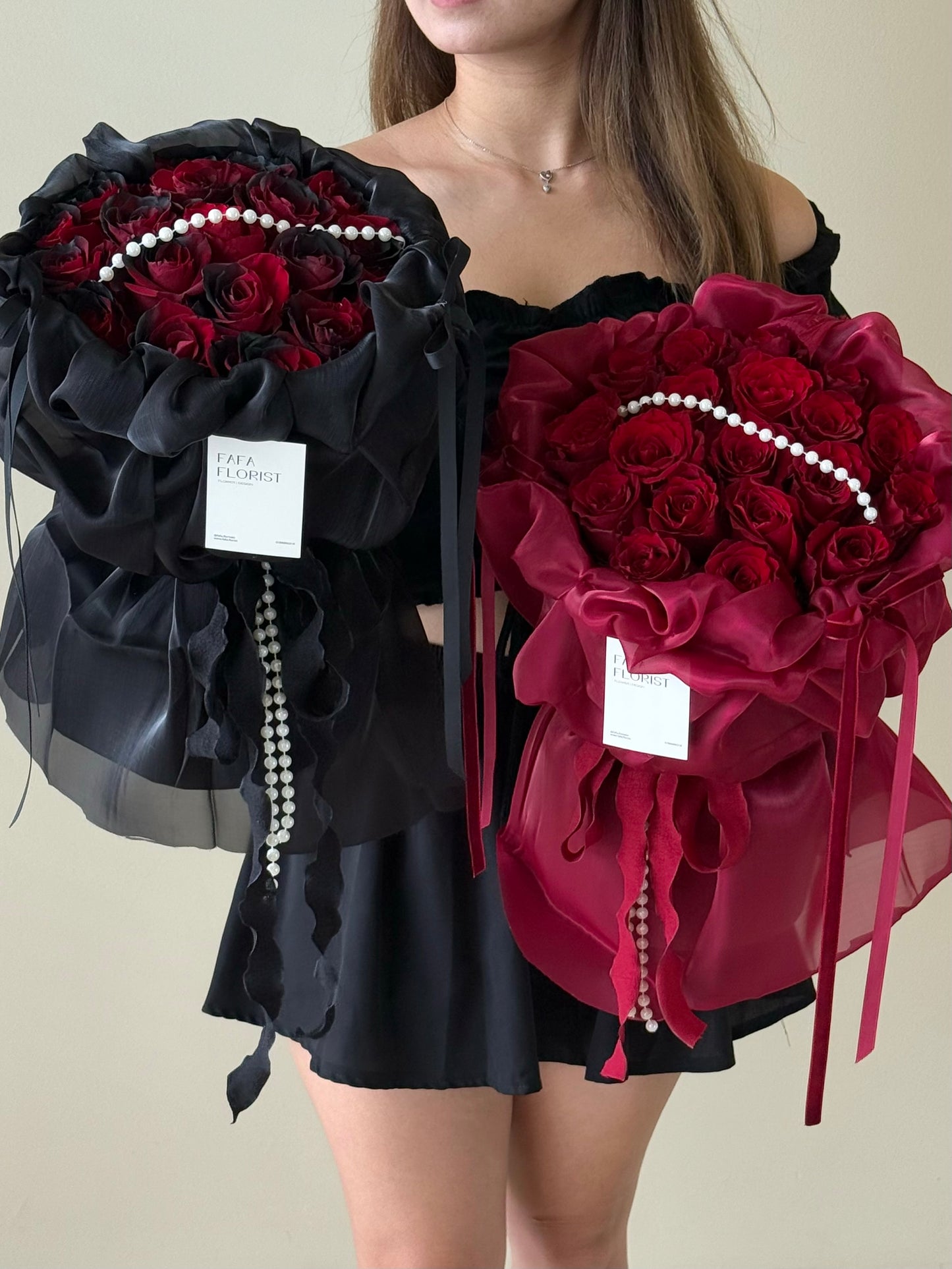 Silk Black Red Rose