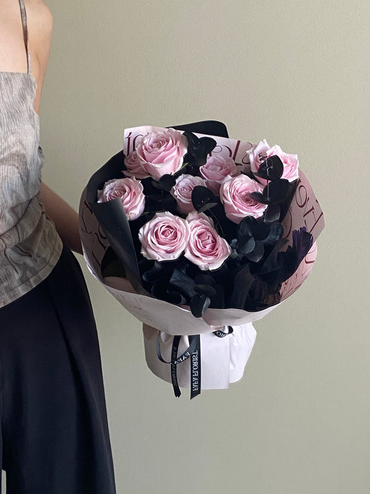 Soft Pink Rose black leaf