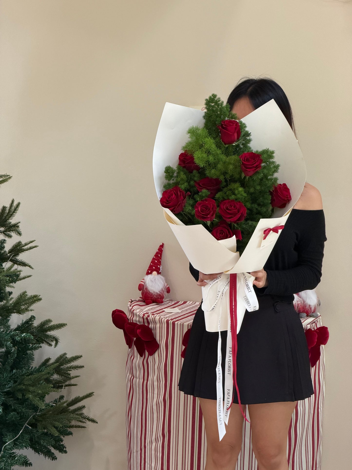 Christmas Greens Red Rose