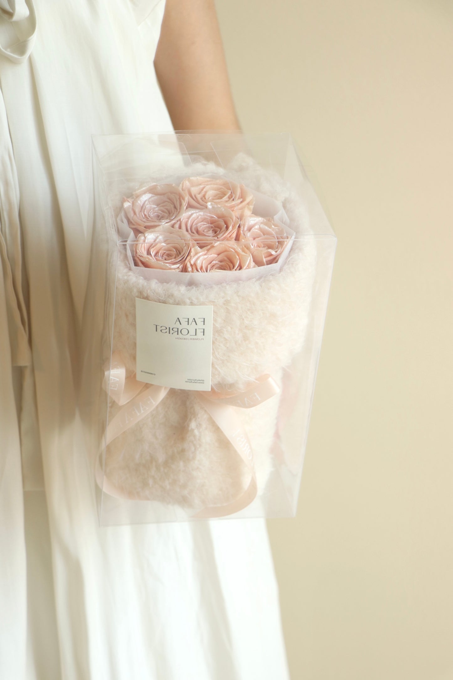 Preserved Shimmer Peach Rose ( Fluffy )