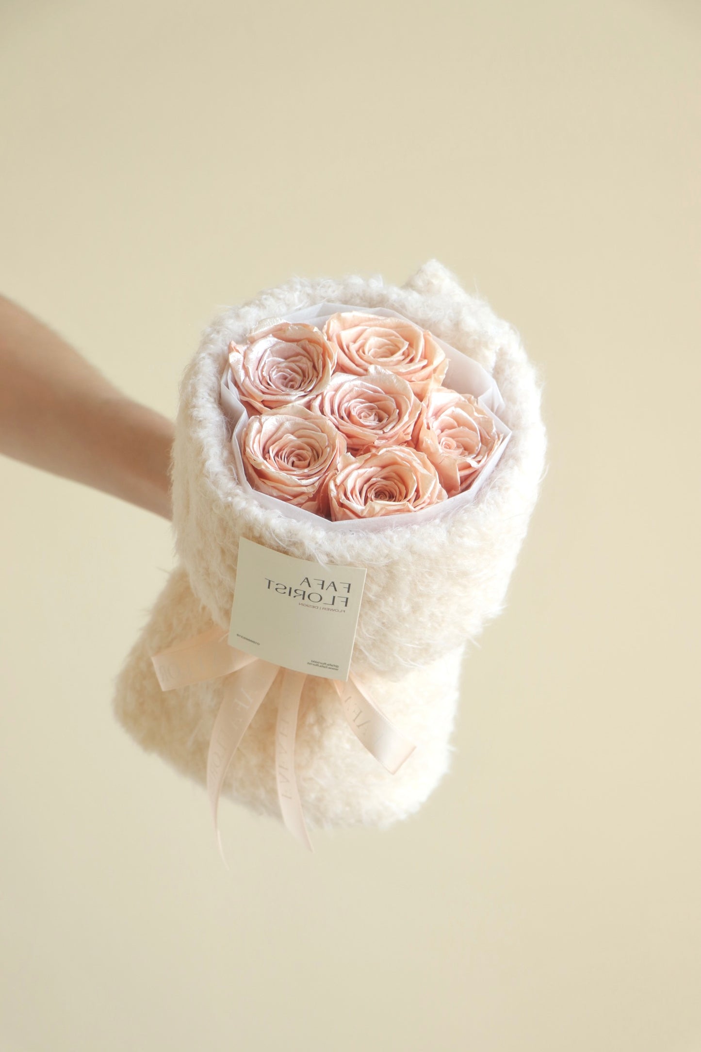 Preserved Shimmer Peach Rose ( Fluffy )