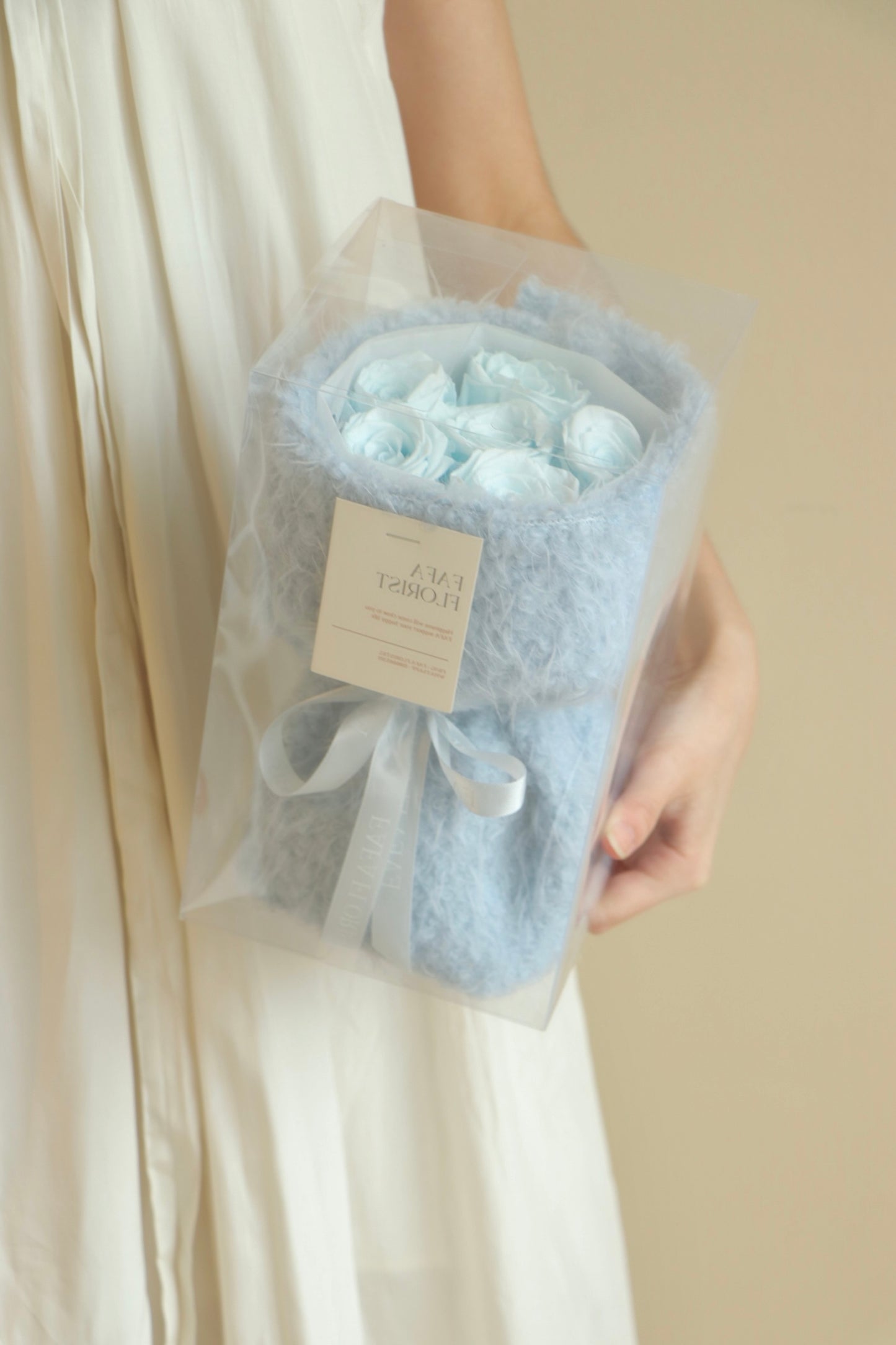 Preserved Light Blue Rose ( Fluffy )