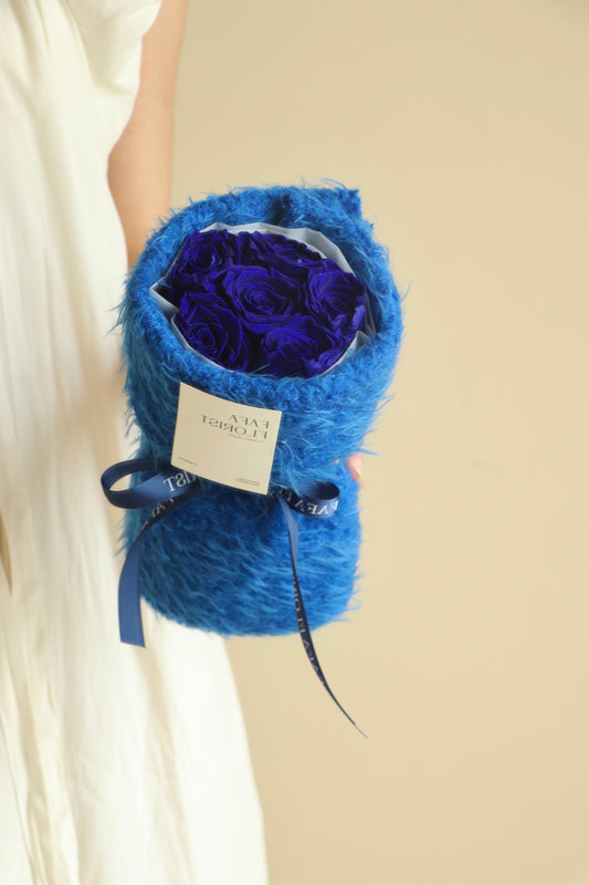Preserved Ruby Blue Rose ( Fluffy )