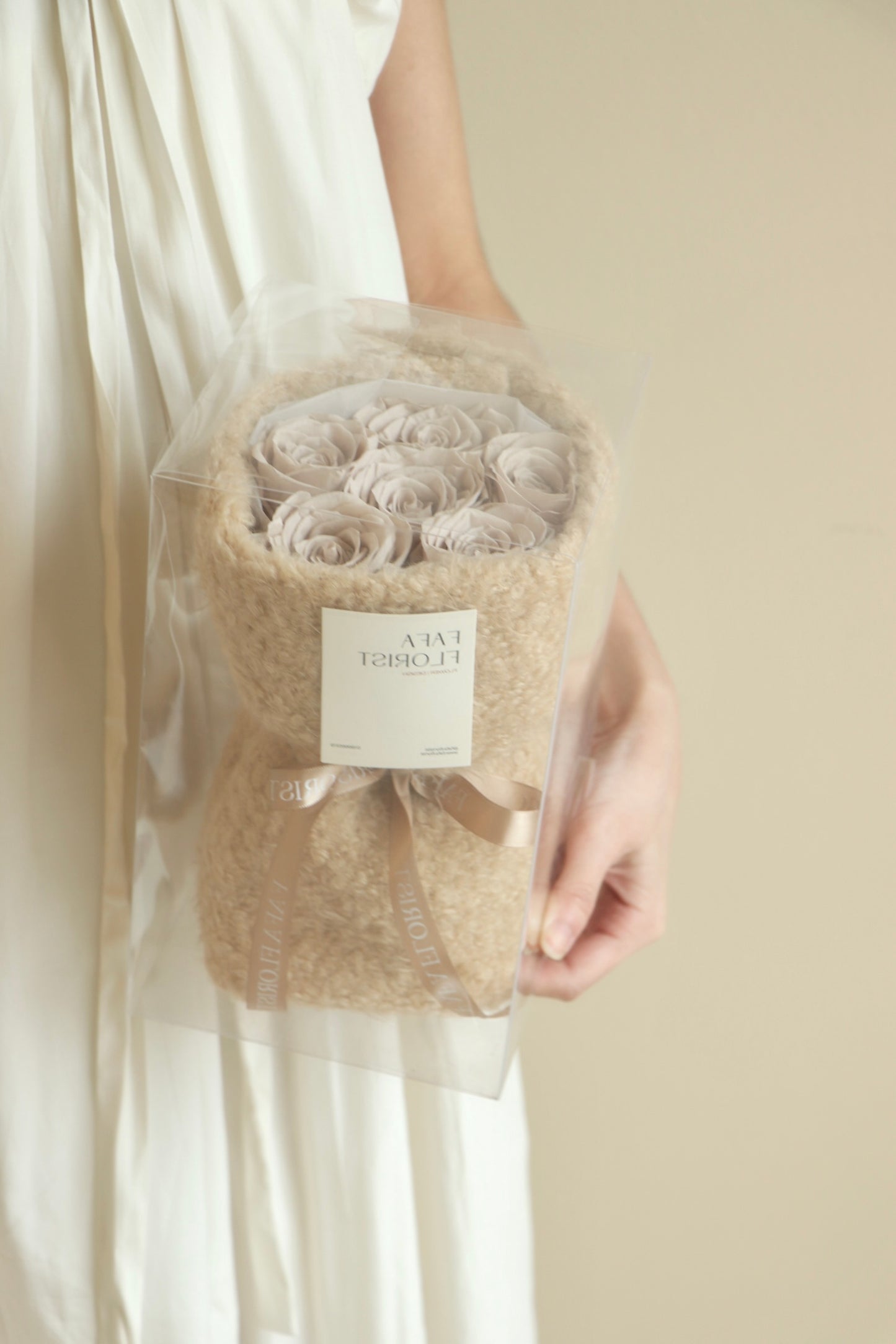 Preserved Greige Rose ( Fluffy )