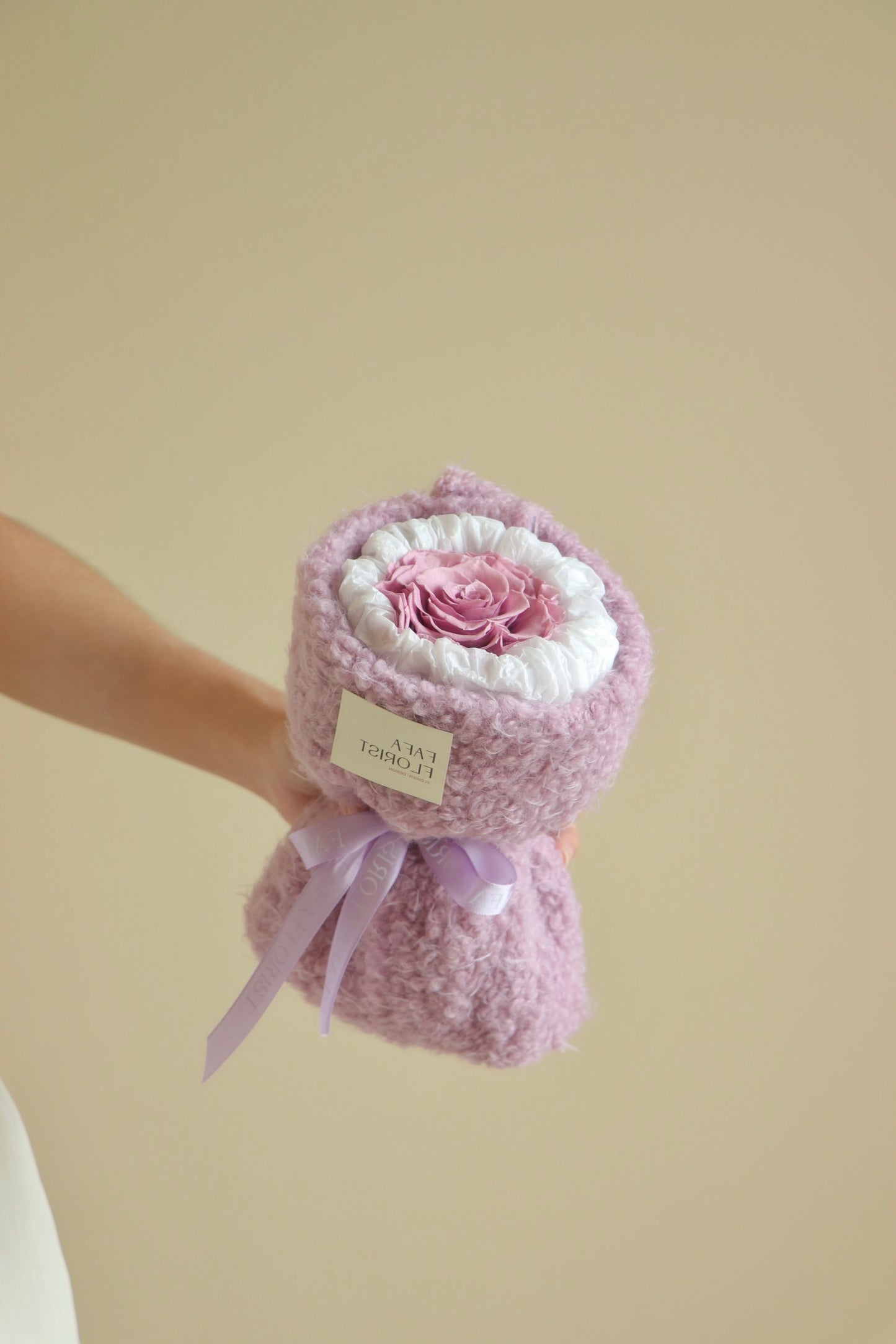 Preserved Single Purple Rose ( Fluffy )