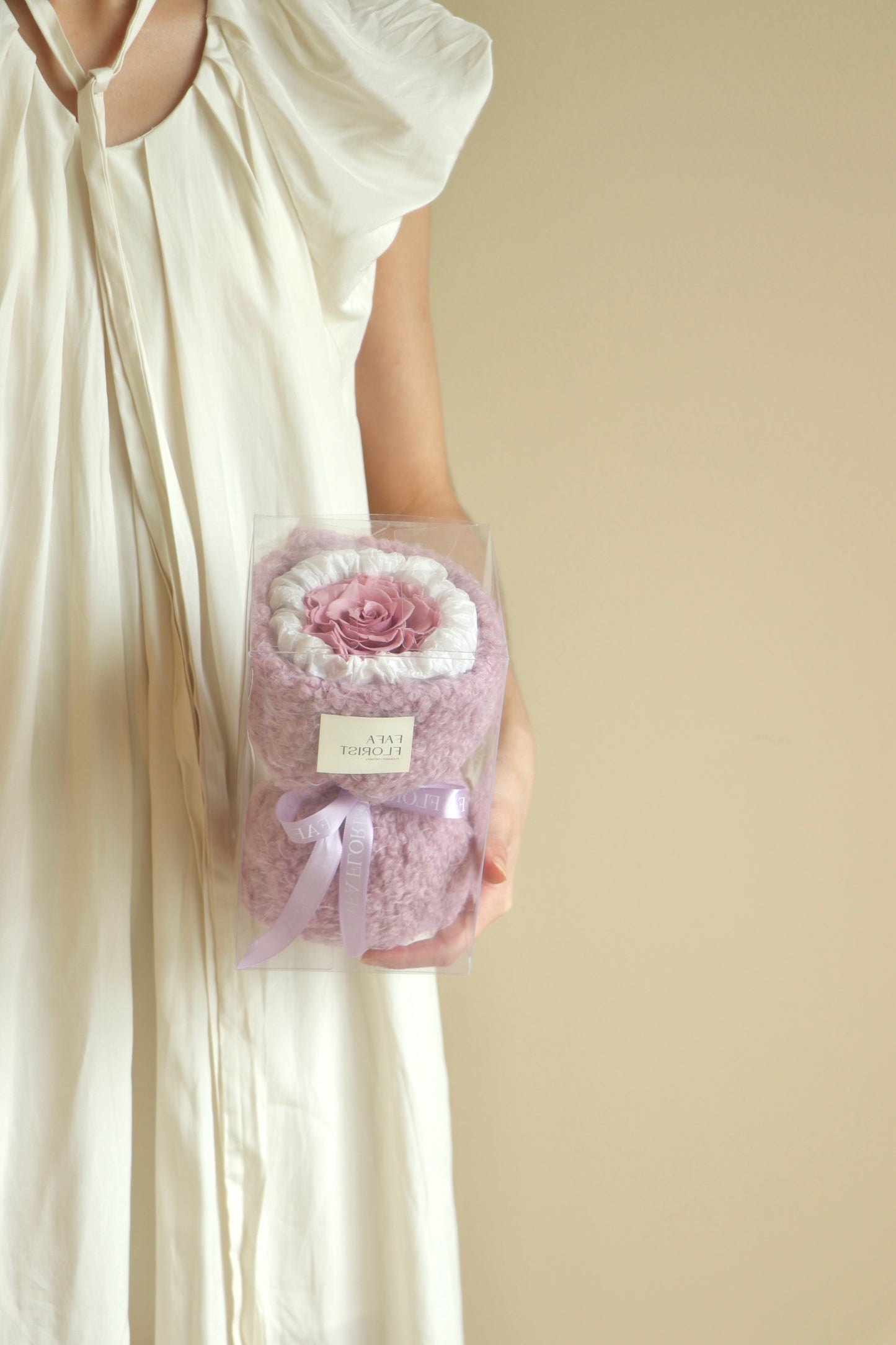 Preserved Single Purple Rose ( Fluffy )