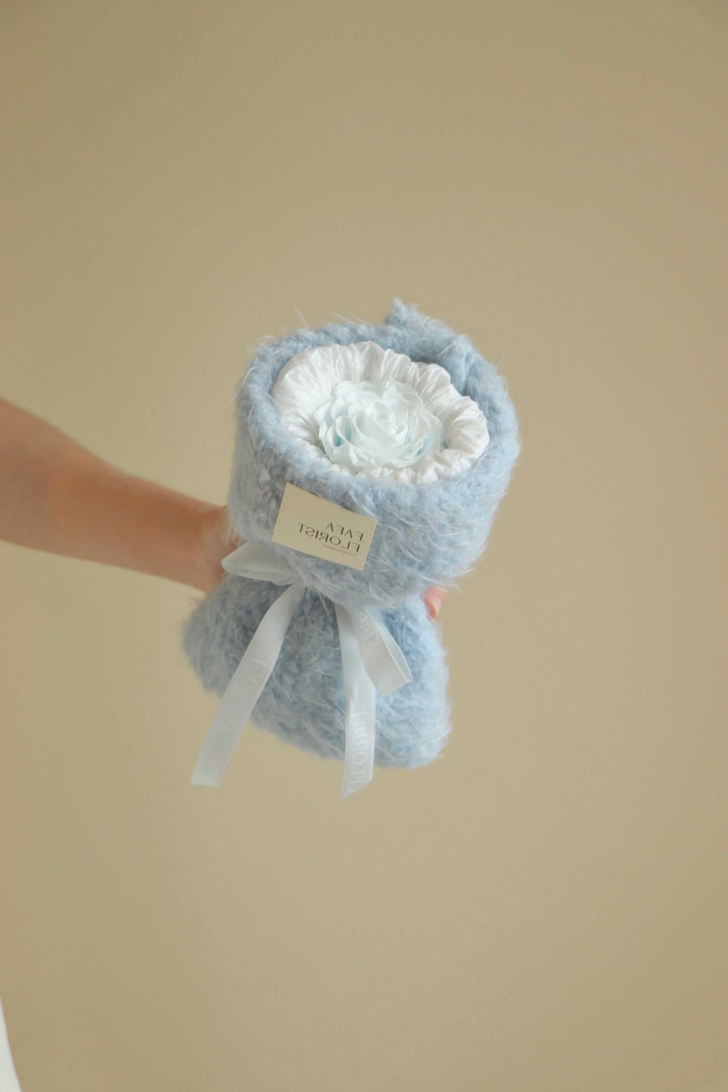 Preserved Single Light Blue Rose ( Fluffy )