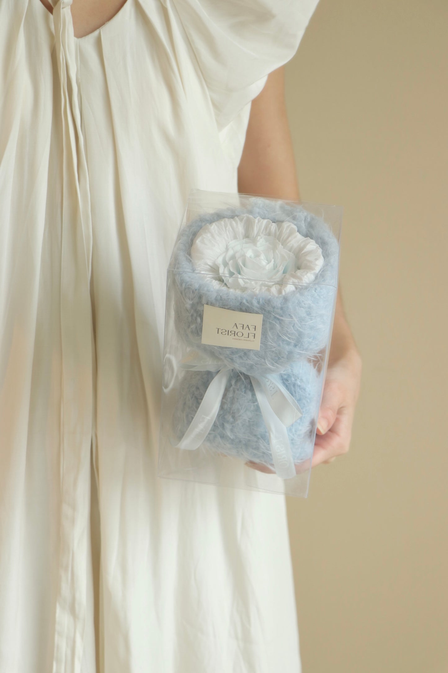 Preserved Single Light Blue Rose ( Fluffy )