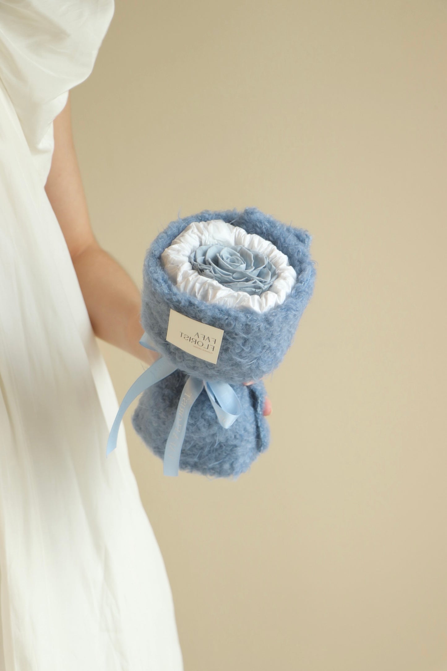 Preserved Single Dusty Blue Rose ( Fluffy )
