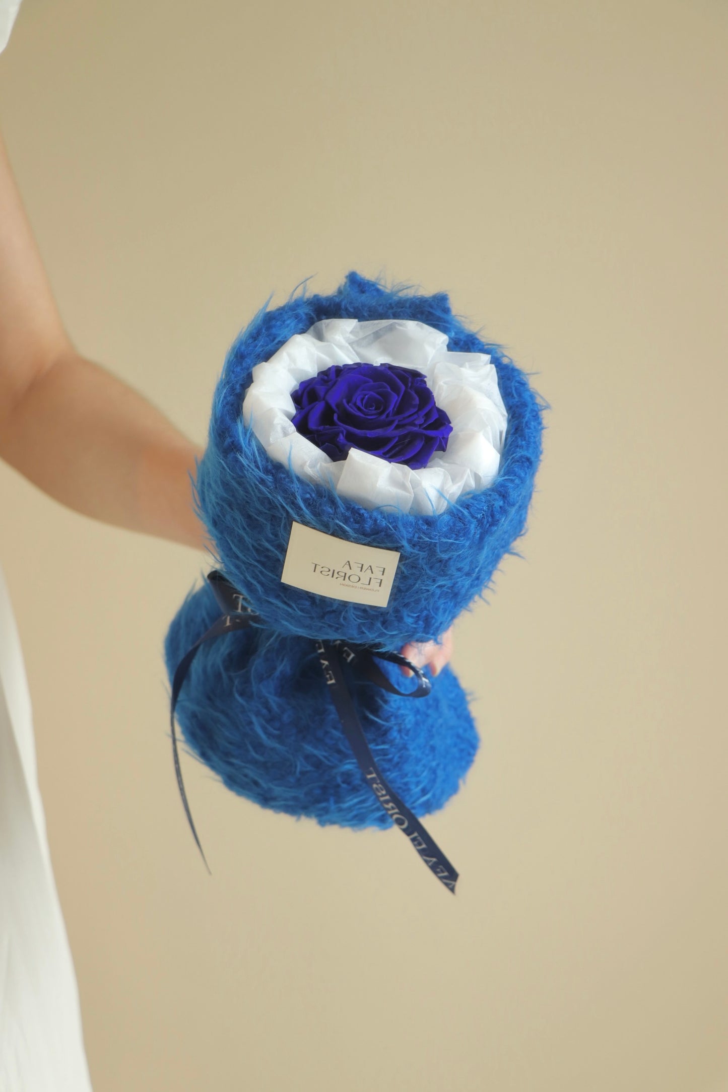 Preserved Single Ruby Blue Rose ( Fluffy )