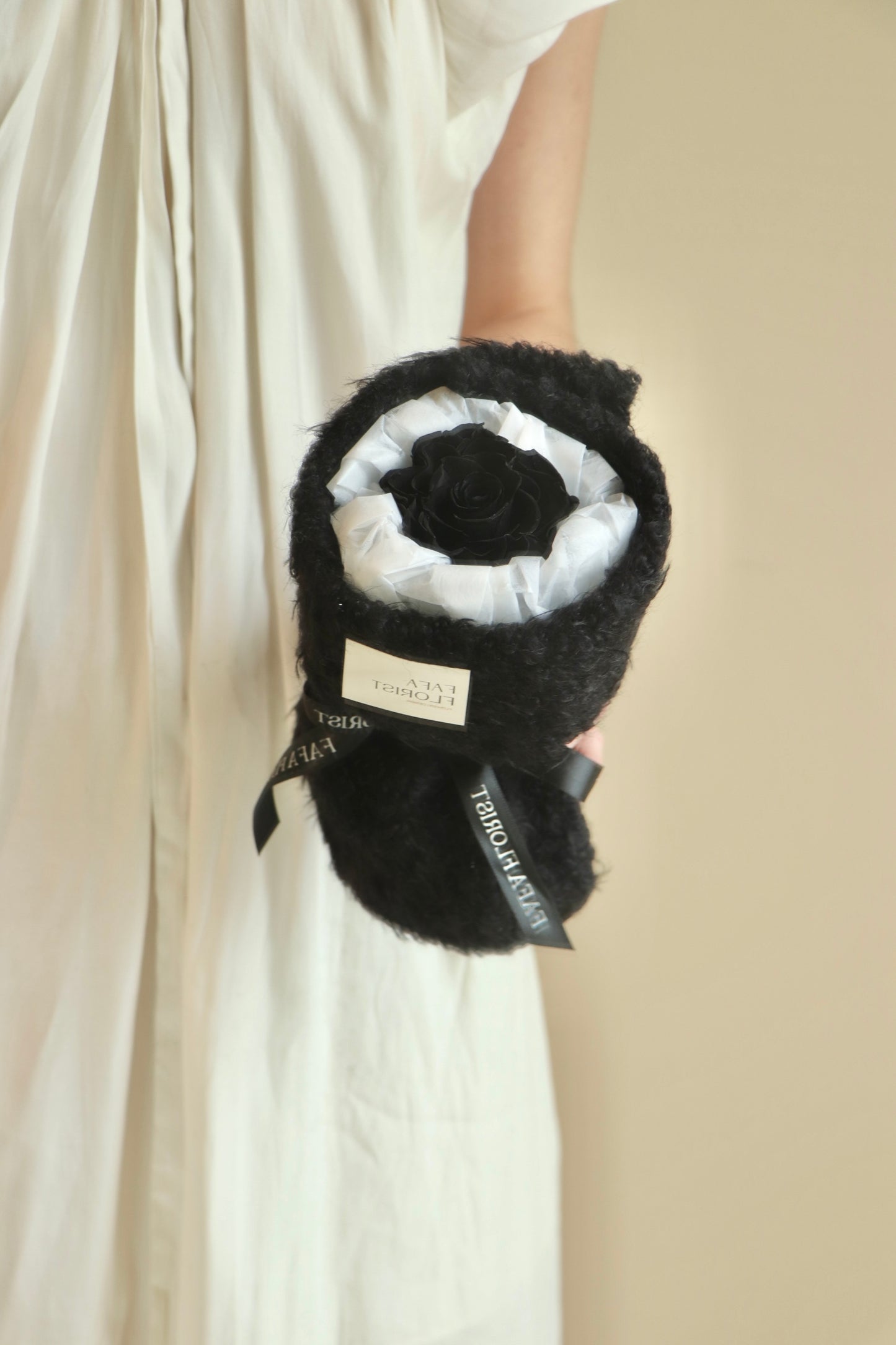 Preserved Single Black Rose ( Fluffy )