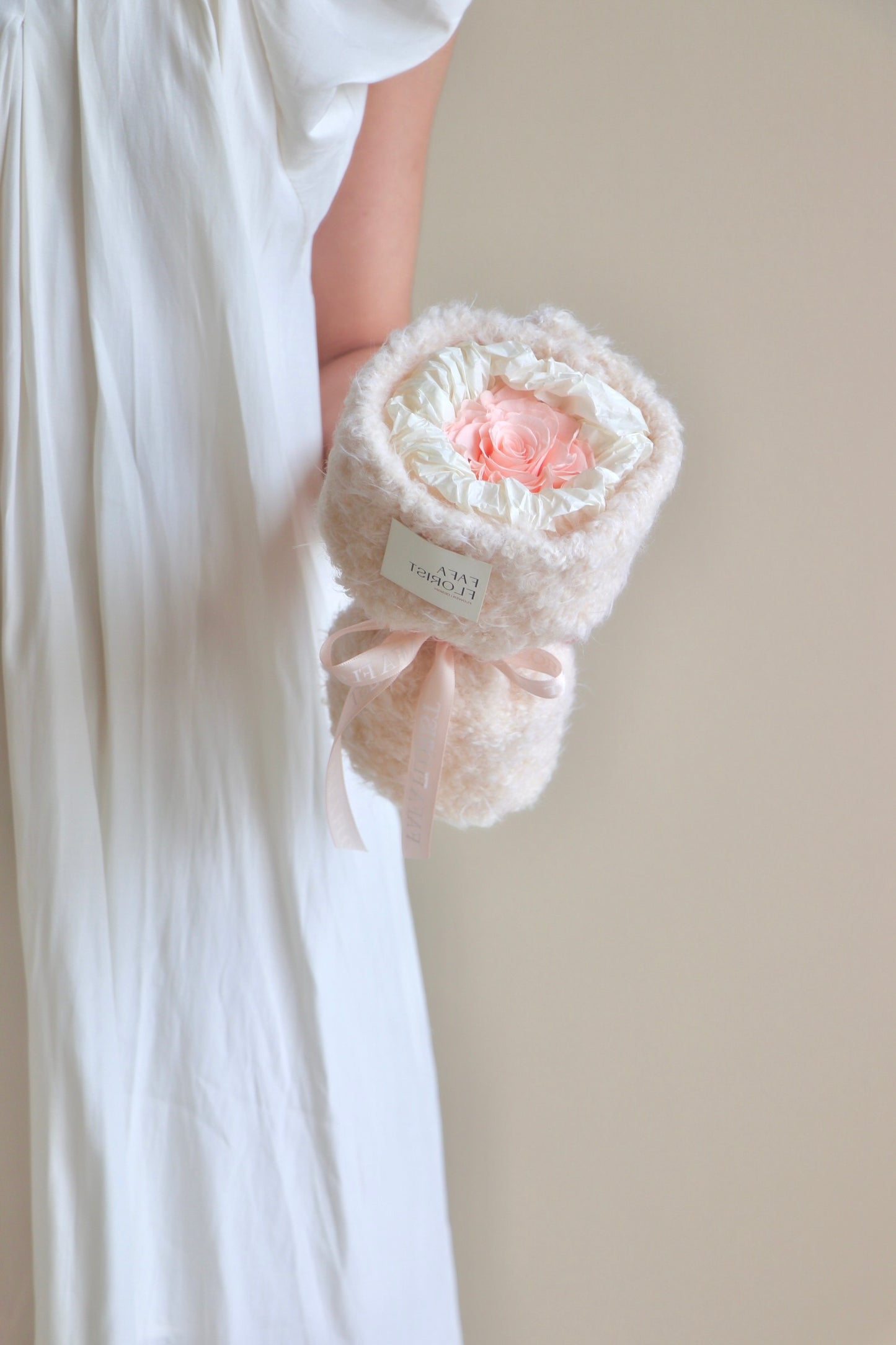 Preserved Single Champange Rose ( Fluffy )