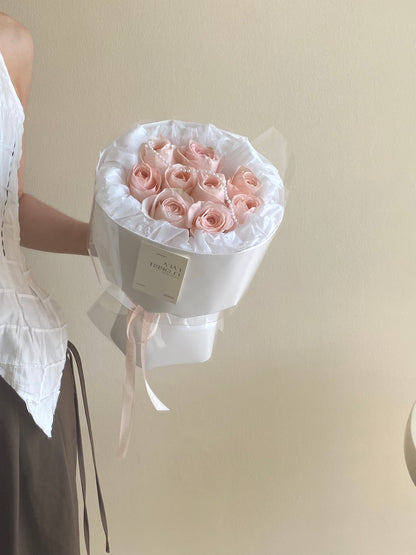 Creamy Soft Pink Rose ( Transparent Wrap )