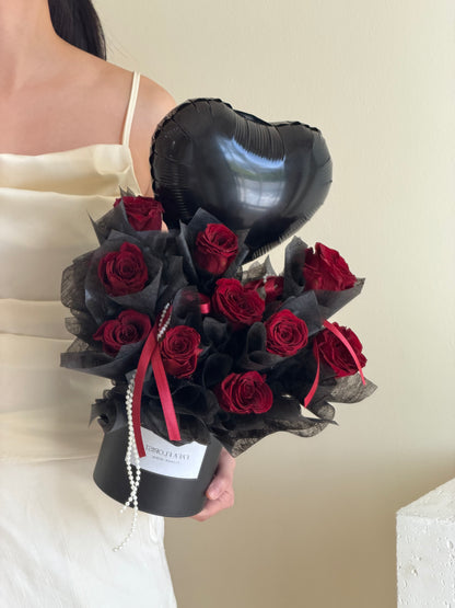 Preserved Rose | Heart Balloon & Red Rose