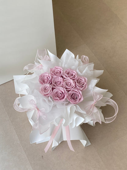 Preserved Ribbon -Purple Pink Rose