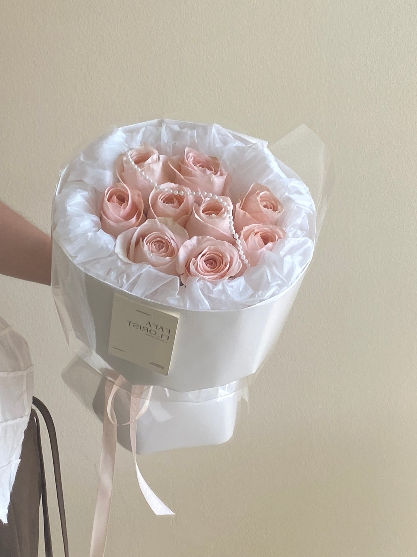 Creamy Soft Pink Rose ( Transparent Wrap )