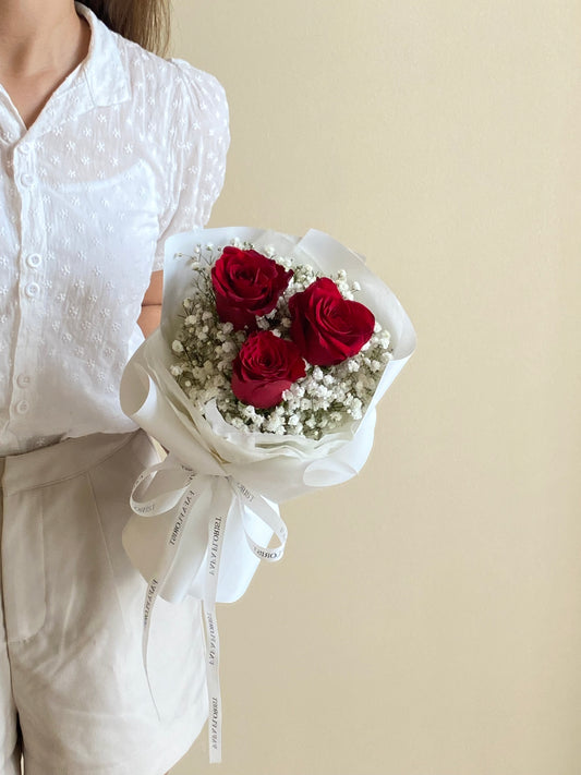 Red Rose & Baby Breath