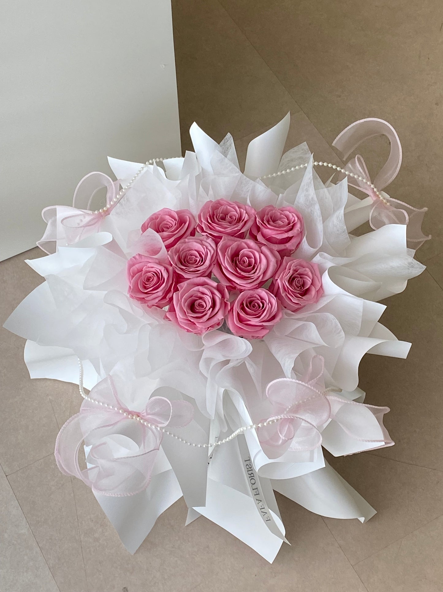 Preserved Ribbon -Pink Rose