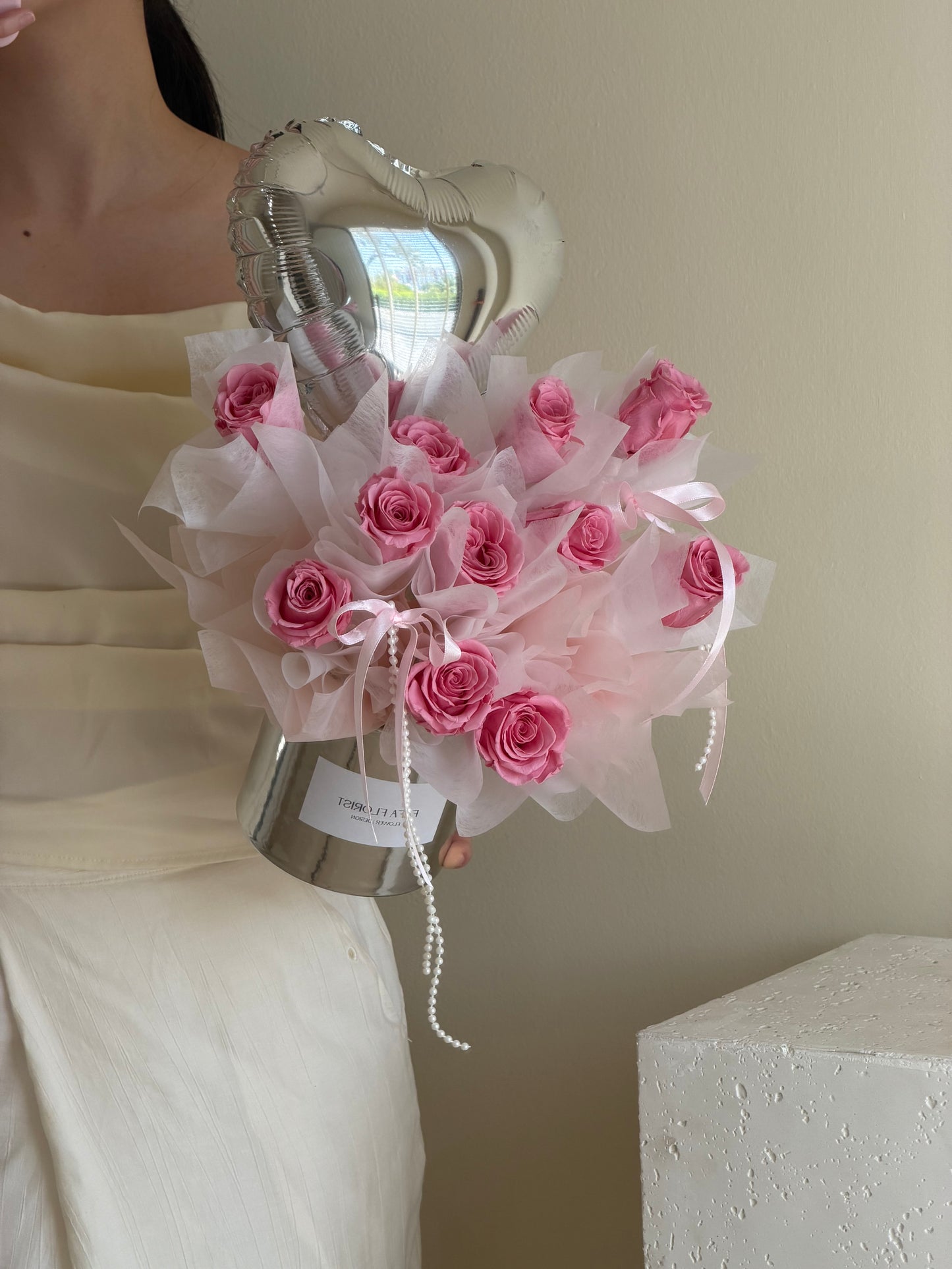 Preserved Rose | Heart Balloon & Pink Rose