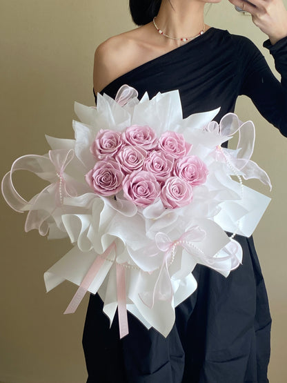 Preserved Ribbon -Purple Pink Rose