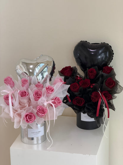 Preserved Rose | Heart Balloon & Red Rose
