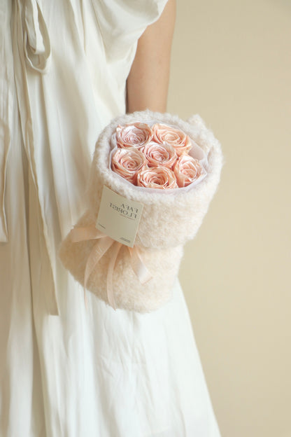 Preserved Shimmer Peach Rose ( Fluffy )