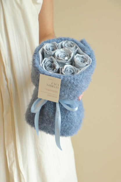 Preserved Dusty Blue Rose ( Fluffy )