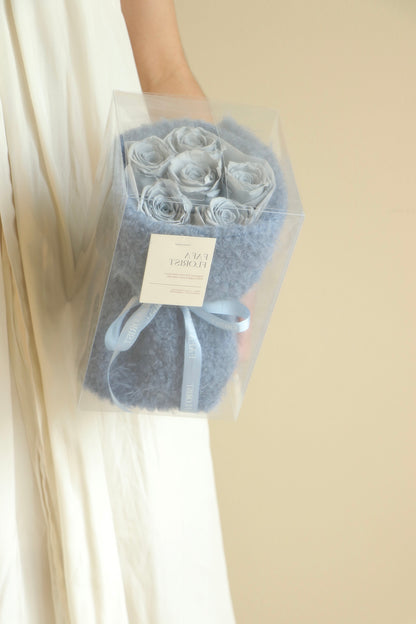 Preserved Dusty Blue Rose ( Fluffy )