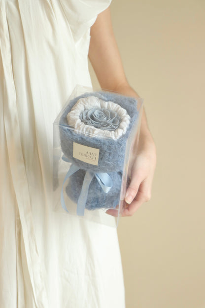 Preserved Single Dusty Blue Rose ( Fluffy )